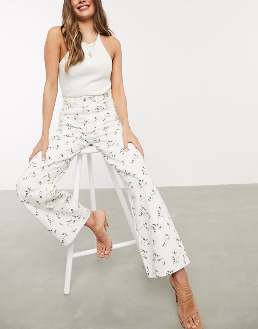 ASOS DESIGN high rise 'relaxed' dad jeans in antique floral print