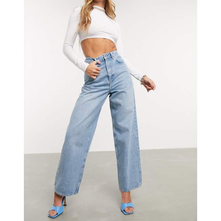 ASOS DESIGN High rise 'Relaxed' dad jeans in midwash