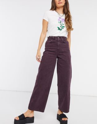 Asos Design High Rise 'relaxed' Dad Jeans In Plum-purple