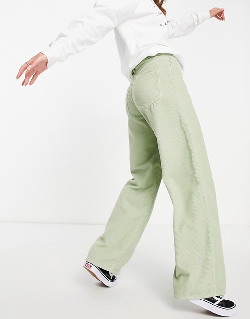 ASOS DESIGN high rise 'relaxed' dad jeans in sage cord | ASOS