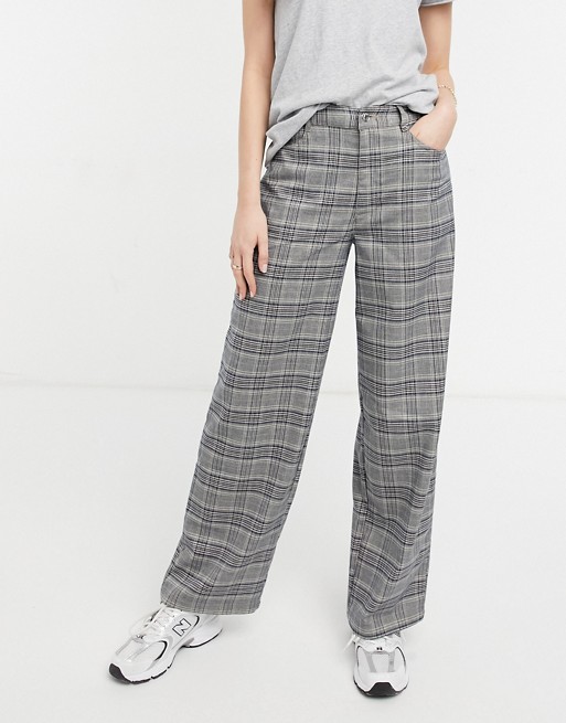 ASOS DESIGN high rise 'relaxed' dad trouser in blue check