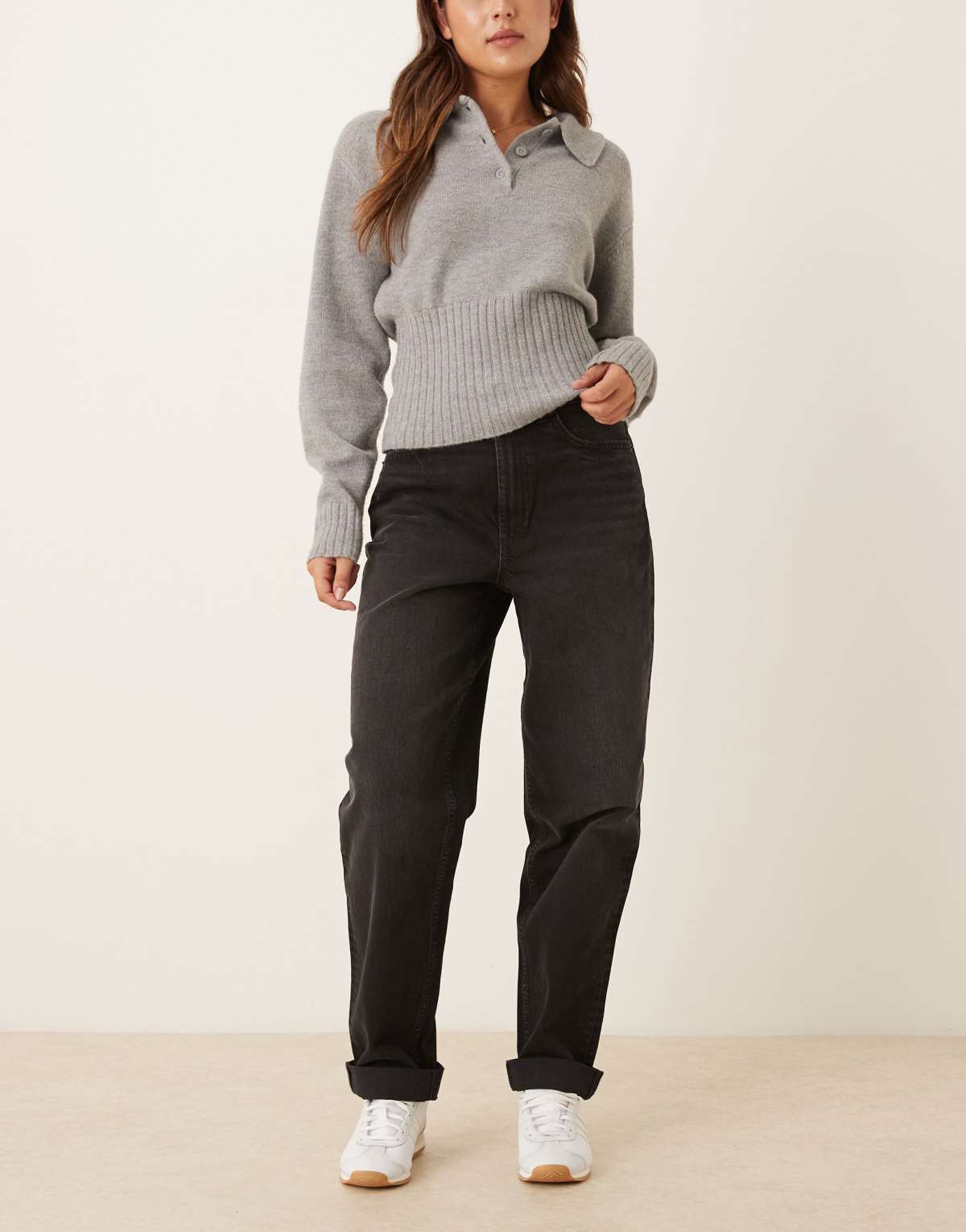 ASOS DESIGN high rise relaxed mom jean in black