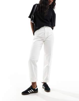 ASOS DESIGN high rise relaxed mom jean in white