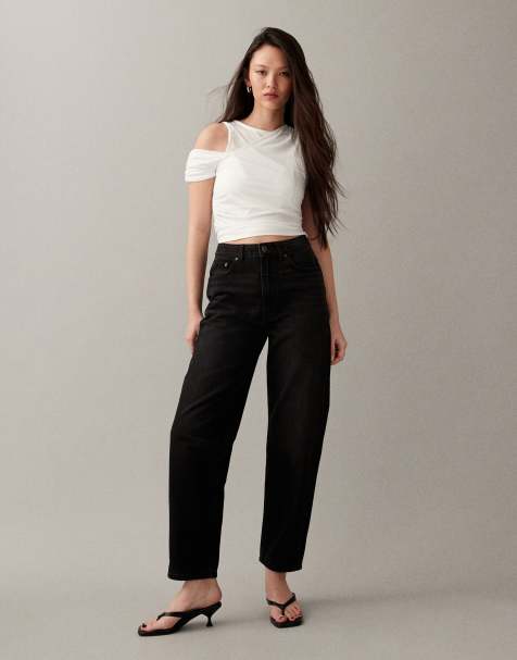 ASOS DESIGN high rise relaxed mom jeans in black
