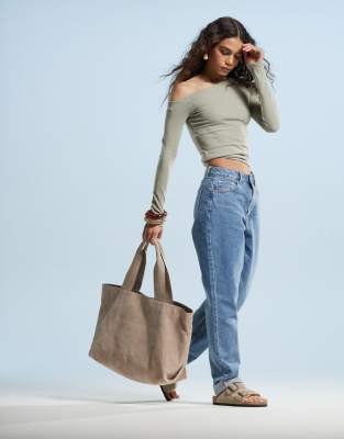 Asos Design High Rise Relaxed Mom Jeans In Blue