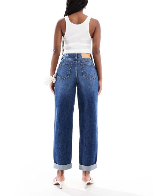 ASOS DESIGN high rise relaxed mom jeans in dark wash, 3 of 5
