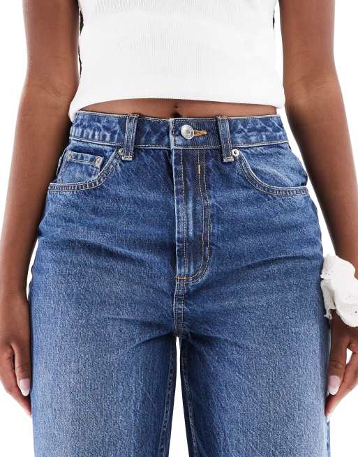 ASOS DESIGN high rise relaxed mom jeans in dark wash, 4 of 5