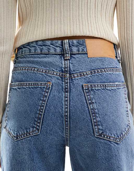ASOS DESIGN high rise relaxed mom jeans in mid blue ASOS