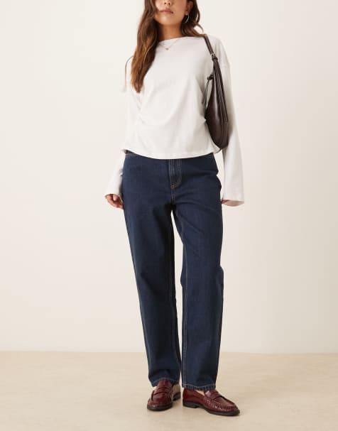 ASOS DESIGN high rise relaxed mom jeans in rinse - view 1