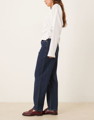 Asos Design High Rise Relaxed Mom Jeans In Blue