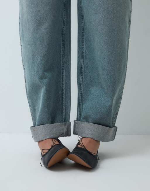 ASOS DESIGN high rise relaxed roll up jeans in vintage wash, 3 of 5