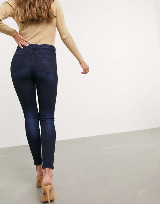 ASOS DESIGN high rise ridley 'skinny' jeans in blackened blue wash, 2 of 4