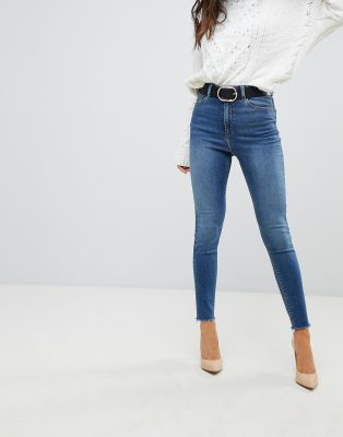 bright blue high waisted skinny jeans