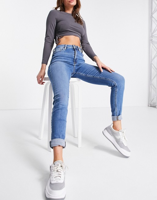 ASOS DESIGN high rise ridley 'skinny' jeans in brightwash