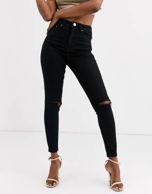 black skinny ripped jeans high waisted