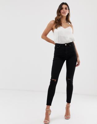 ultra high rise black skinny jeans