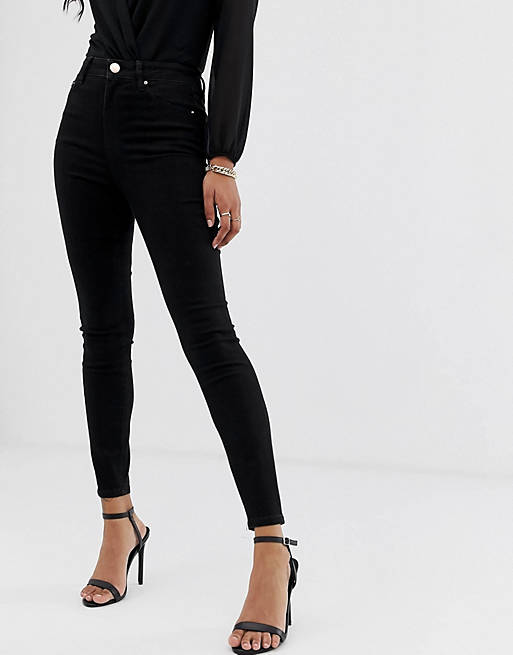 ASOS DESIGN high rise ridley 'skinny' jeans in clean black