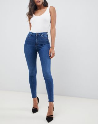 stone washed high waisted jeans