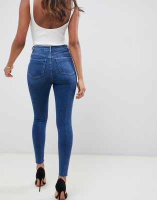 stone washed high waisted jeans