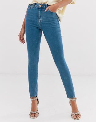 high waisted light wash jeans