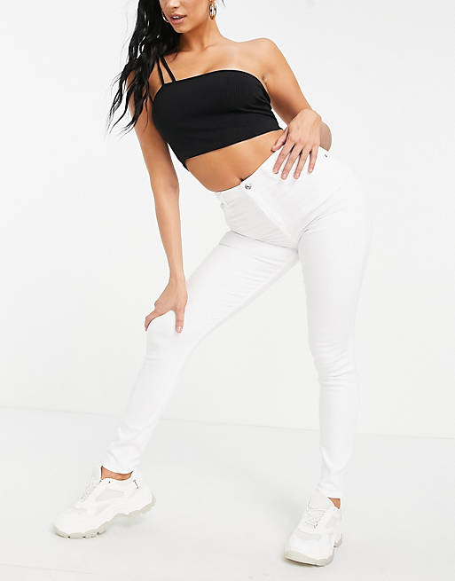 ASOS DESIGN high rise ridley 'skinny' jeans in optic white