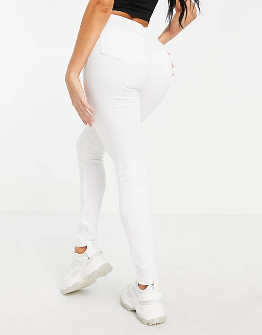 Koopje vaccinatie Welvarend ASOS DESIGN high rise ridley 'skinny' jeans in optic white | ASOS