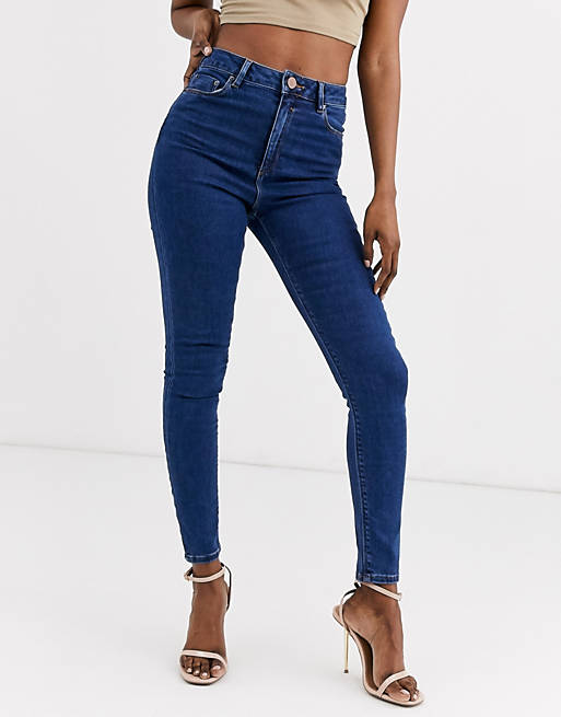Women high rise ridley 'skinny' jeans in rich mid blue wash 
