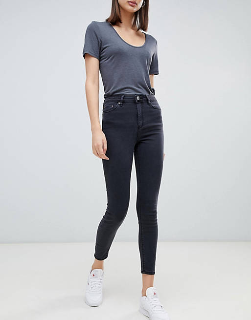 ASOS DESIGN high rise ridley 'skinny' jeans in washed black