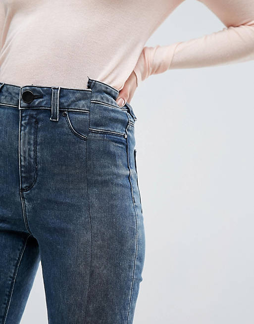 Jeans high rise ridley 'skinny' jeans  with seamed split front in valentine dark mottled wash 