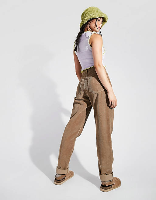  high rise 'slouchy' mom jeans in biscuit cord 