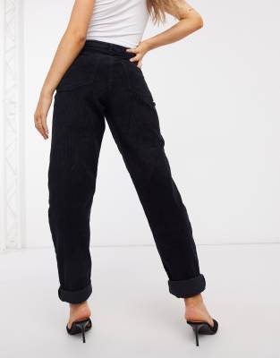 black cord mom jeans