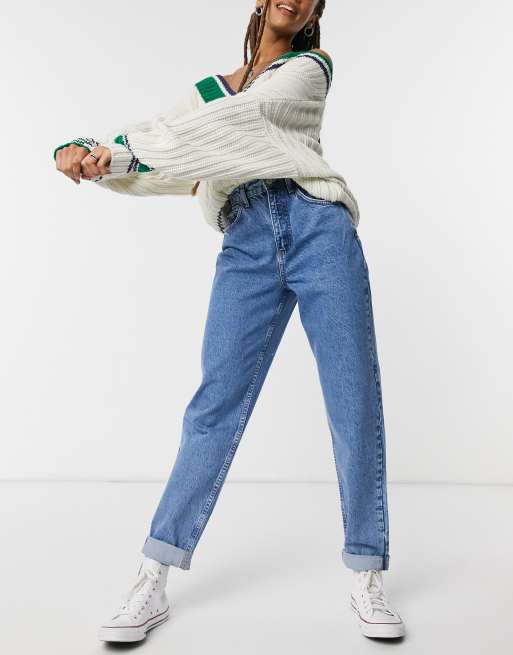 ASOS DESIGN High rise 'Slouchy' mom jeans in midwash