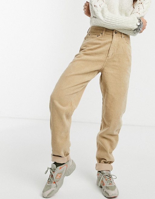 ASOS DESIGN high rise 'slouchy' mom jeans in mink cord