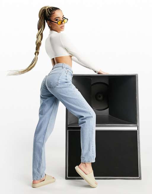 ASOS DESIGN Tall high rise 'Slouchy' mom jeans in midwash