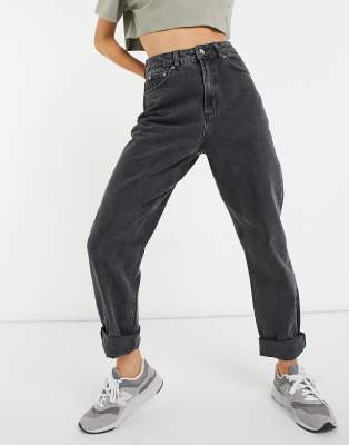 ASOS DESIGN high rise 'slouchy' mom jeans in washed black | ASOS