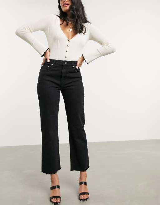 effektivt Rouse Spændende ASOS DESIGN high rise stretch 'effortless' crop kick flare jeans in black |  ASOS