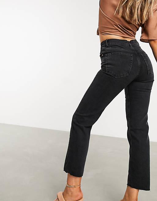High rise stretch effortless crop kick flare jeans in midwash ASOS Damen Kleidung Hosen & Jeans Jeans High Waisted Jeans 