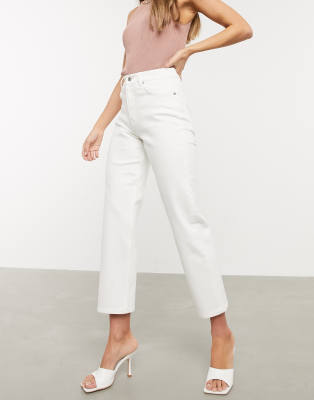 white slim straight jeans