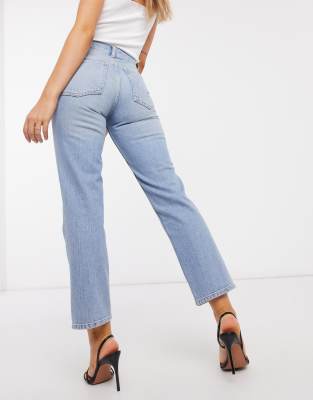 straight fit high rise jeans
