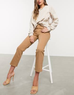 tan straight leg jeans