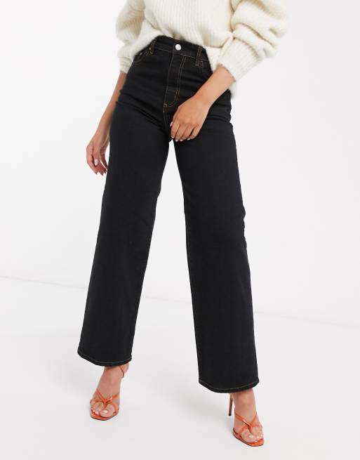 Black High Rise Wide Leg Pants|123976101-Black