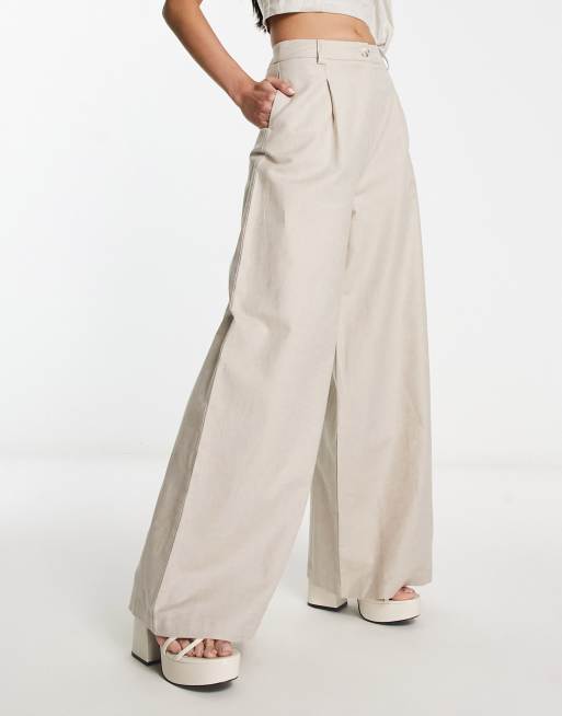 High Rise Pleated Wide-Leg Trousers