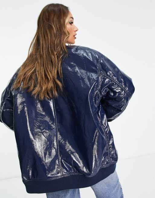 Asos high shine patent puffer clearance jacket