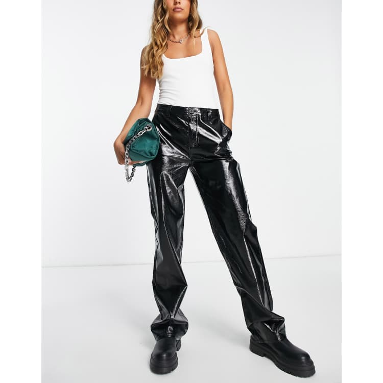 Topshop vinyl leggings in black