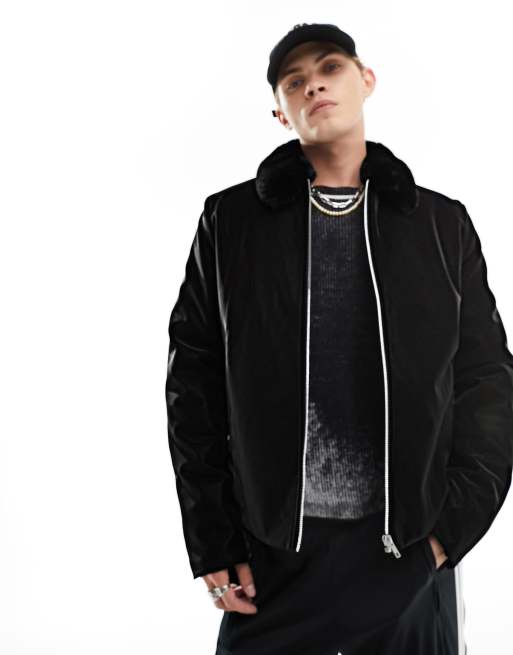 Mens bomber jacket hotsell with faux fur collar