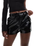 [ASOS DESIGN] ASOS DESIGN high shine hot pants in black 16 Black