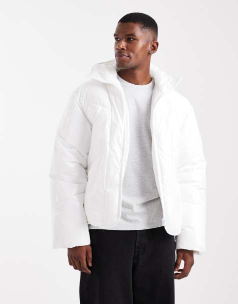 ASOS DESIGN high shine oversized puffer jacket in white - view 1