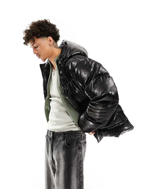 Puffer jacket 2024 shiny black