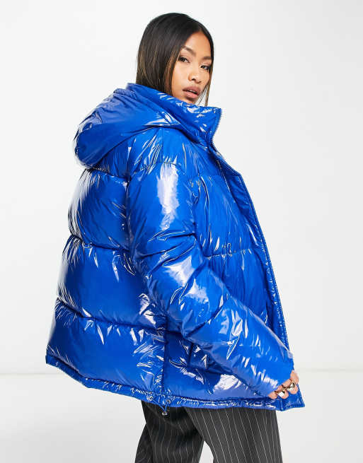 High Shine Hooded Puffer Jacket