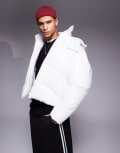 [ASOS DESIGN] ASOS DESIGN high shine puffer jacket in white L WHITE